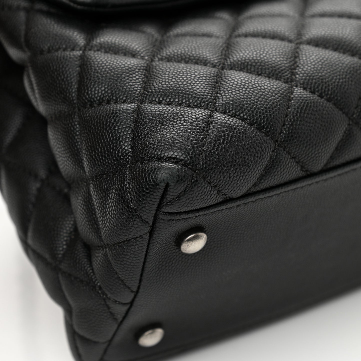 Caviar Lizard Quilted Medium Coco Handle Flap Black