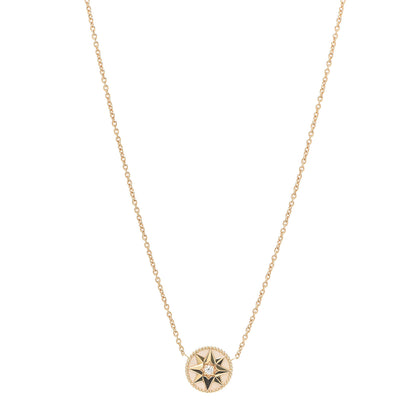 Christian Dior 18K Yellow Gold Diamond Mother of Pearl Rose Des Vents Necklace 1 of 5