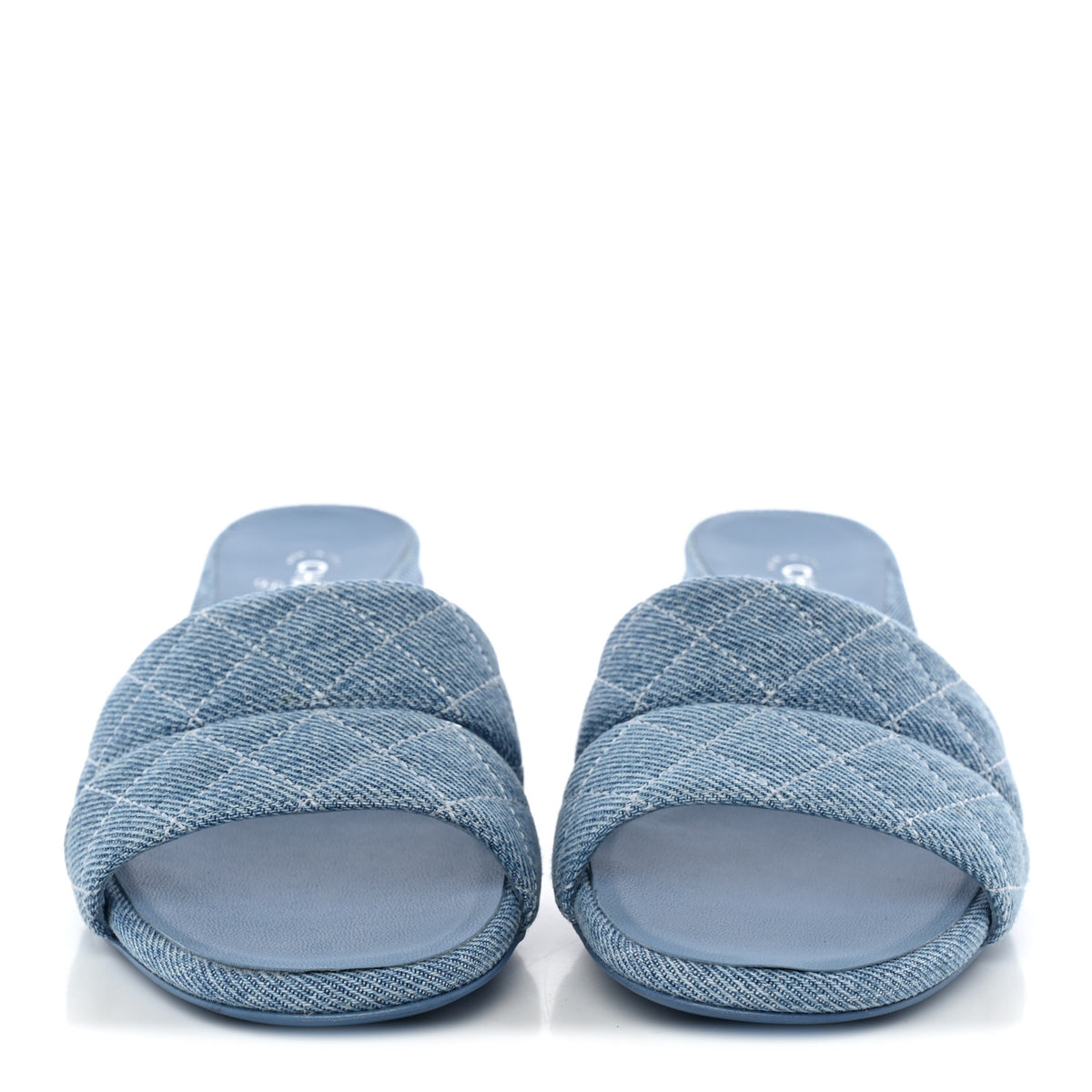Chanel Denim Quilted Mules 38 Blue 3 of 10
