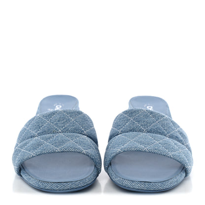 Chanel Denim Quilted Mules 38 Blue 3 of 10