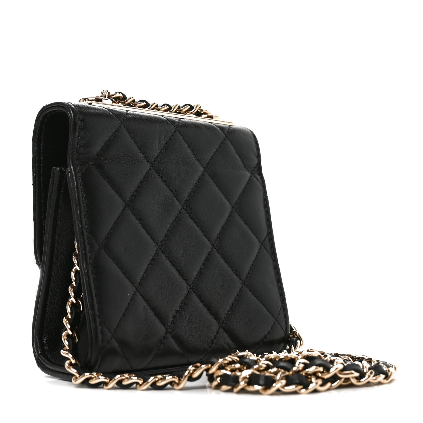 Lambskin Quilted Mini Trendy CC Chain Wallet Black