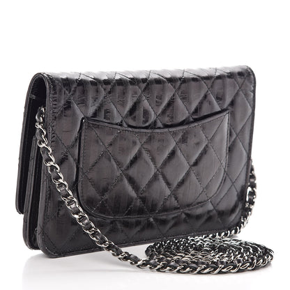 Chanel Aged Calfskin Striped Reissue Wallet On Chain WOC Black 3 of 10