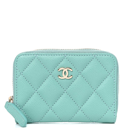 Chanel Caviar Quilted Zip Coin Purse Light Blue 1 of 4