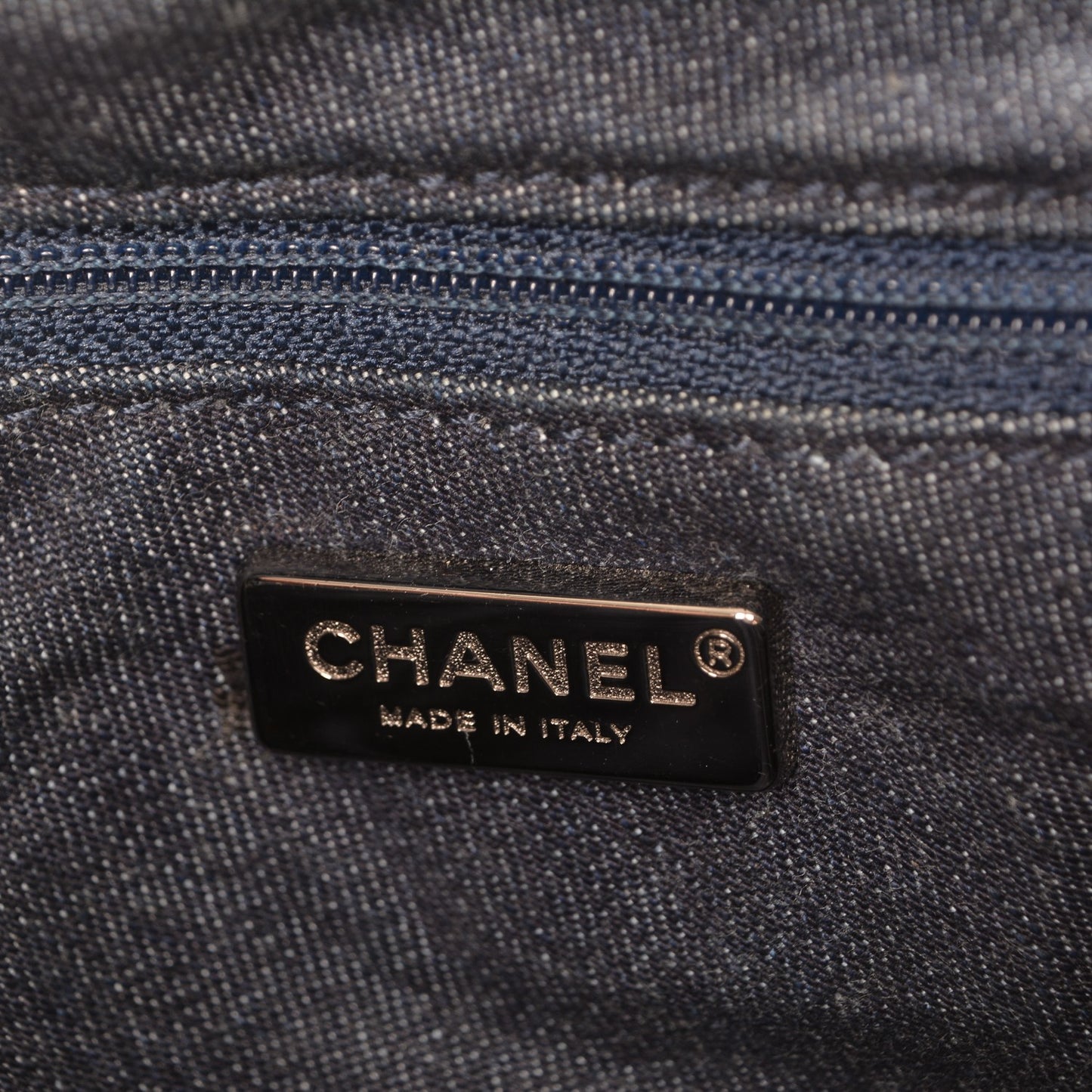 Denim Patchwork Triple Chain Flap Blue