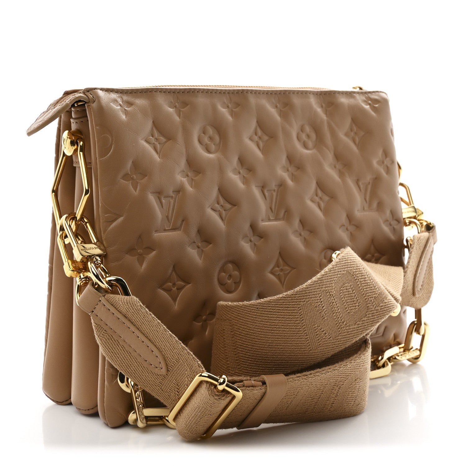 Louis Vuitton Lambskin Embossed Monogram Coussin PM Camel 3 of 11