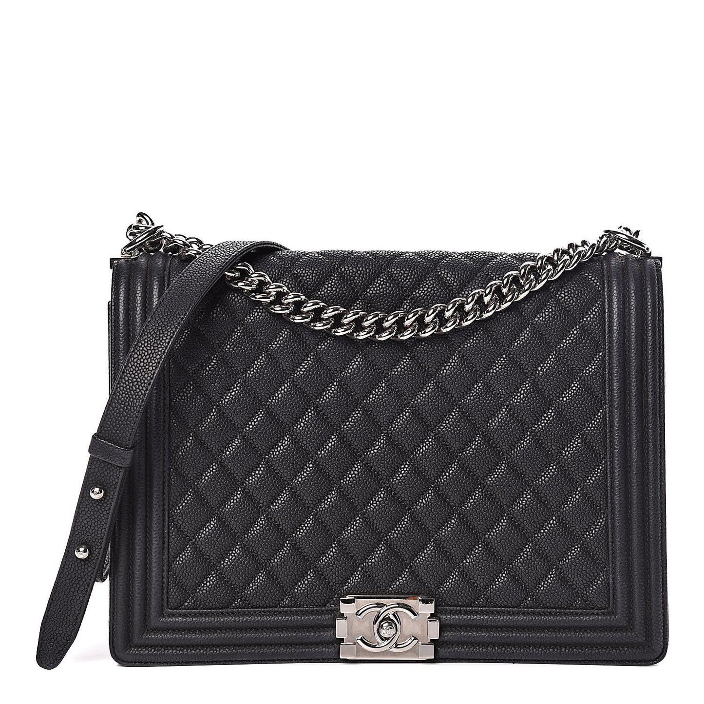 Caviar Quilted Large Boy Flap Black