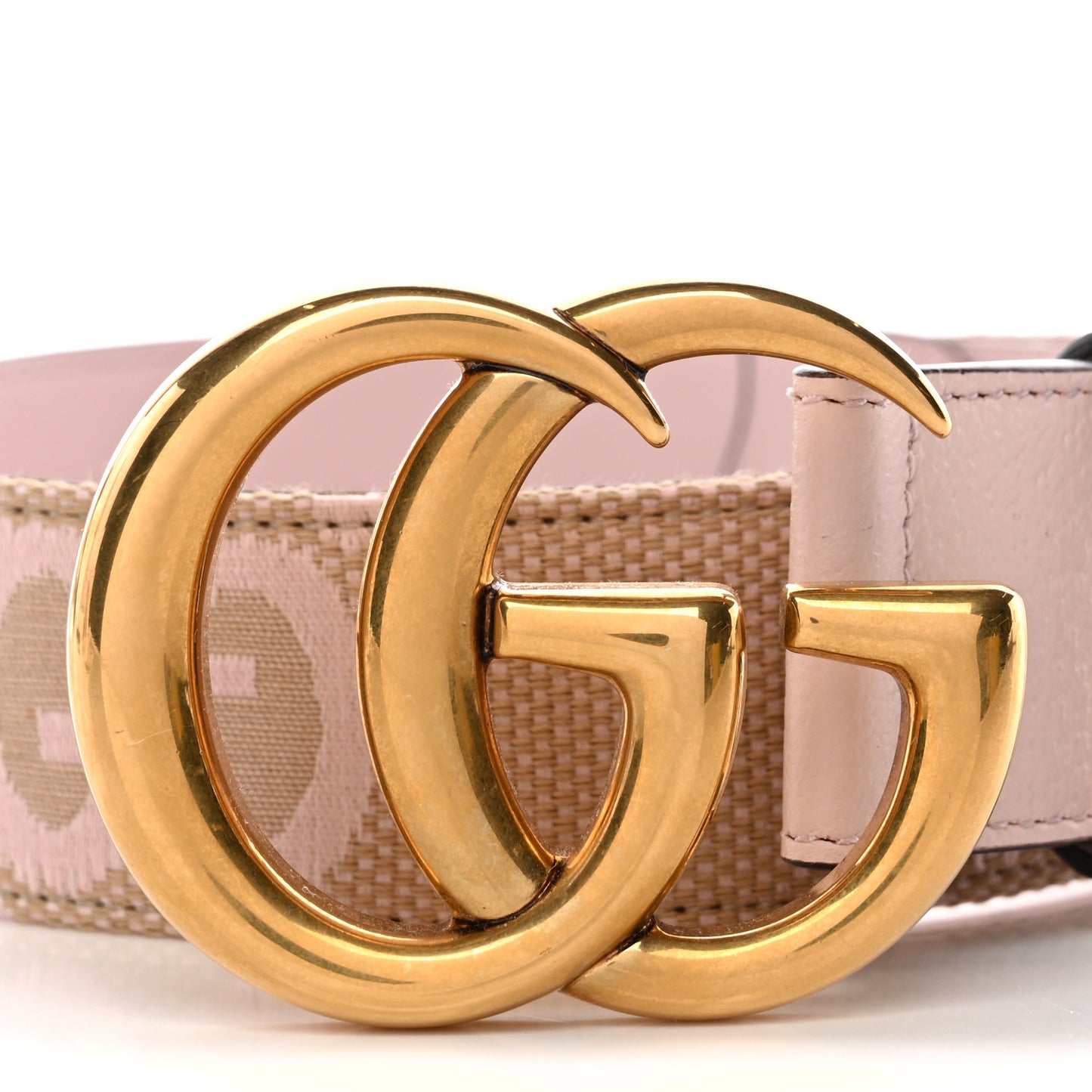 Monogram Jumbo GG Textured Dollar Calfskin Double G Belt 75 30 Camel Pink