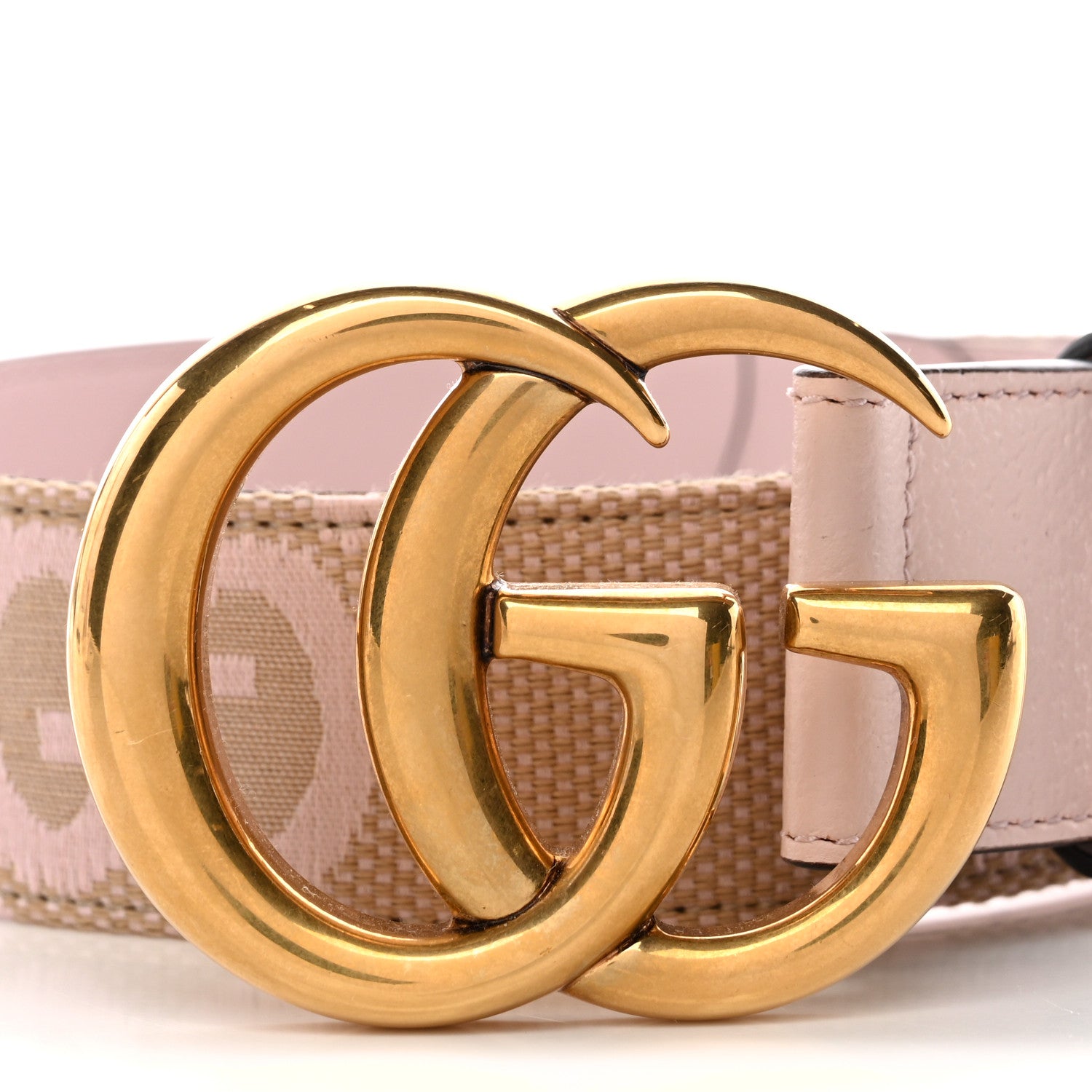 Gucci Monogram Jumbo GG Textured Dollar Calfskin Double G Belt 75 30 Camel Pink 2 of 6