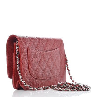 Chanel Caviar Quilted Wallet on Chain WOC Red 3 of 10