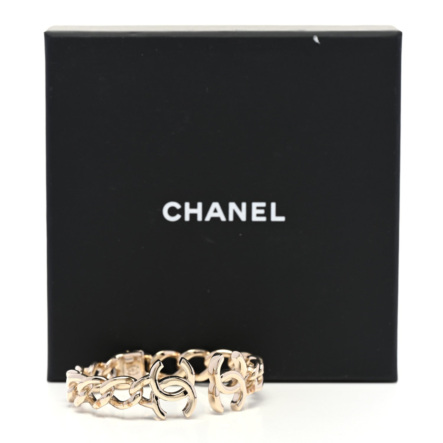 Chanel Metal CC Chain Link Cuff Bracelet Gold 5 of 5
