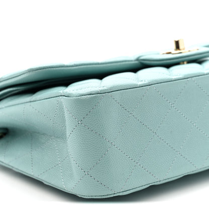 Chanel Caviar Quilted Medium Double Flap Light Blue 9 of 10