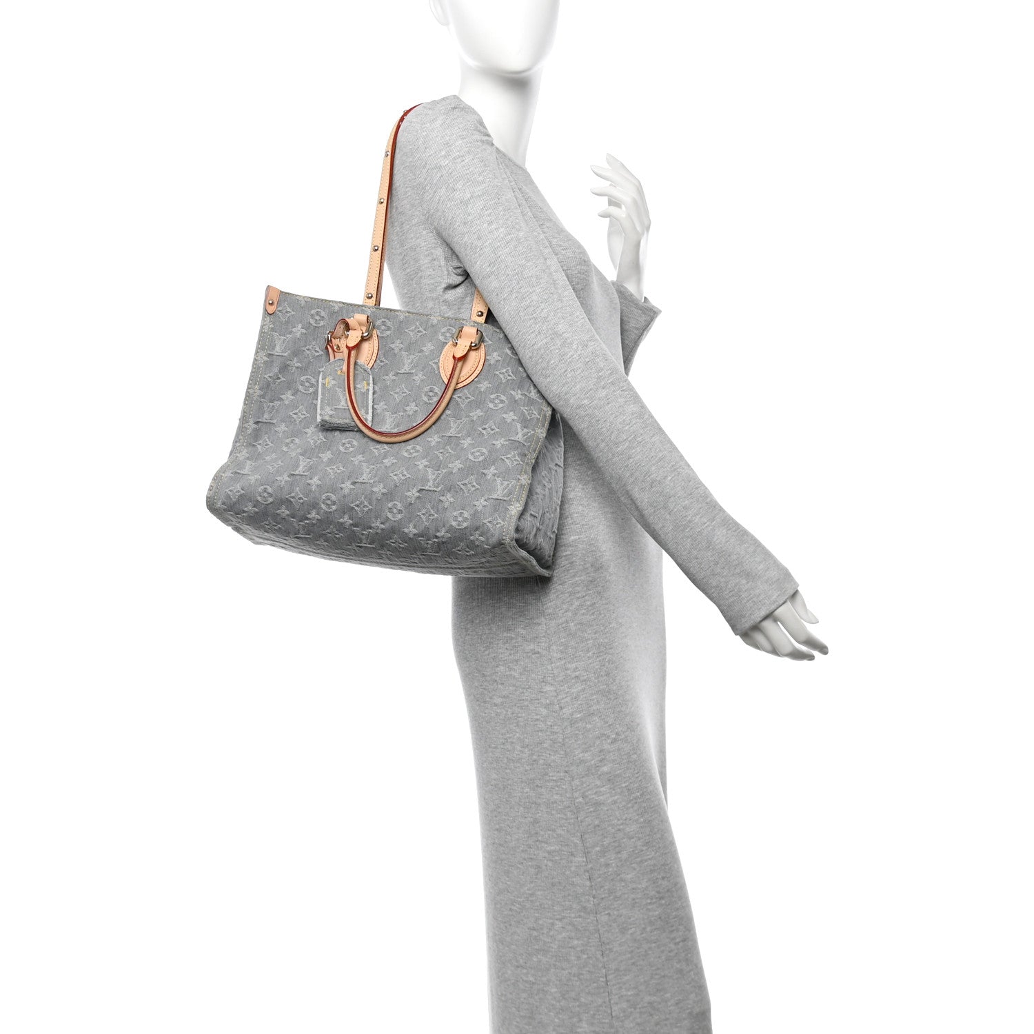 Louis Vuitton Monogram Denim Onthego MM Washed Gray 2 of 10