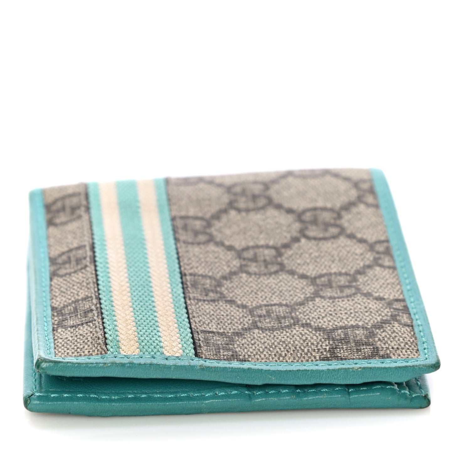 GG Supreme Monogram Web Bi-Fold Wallet White Blue