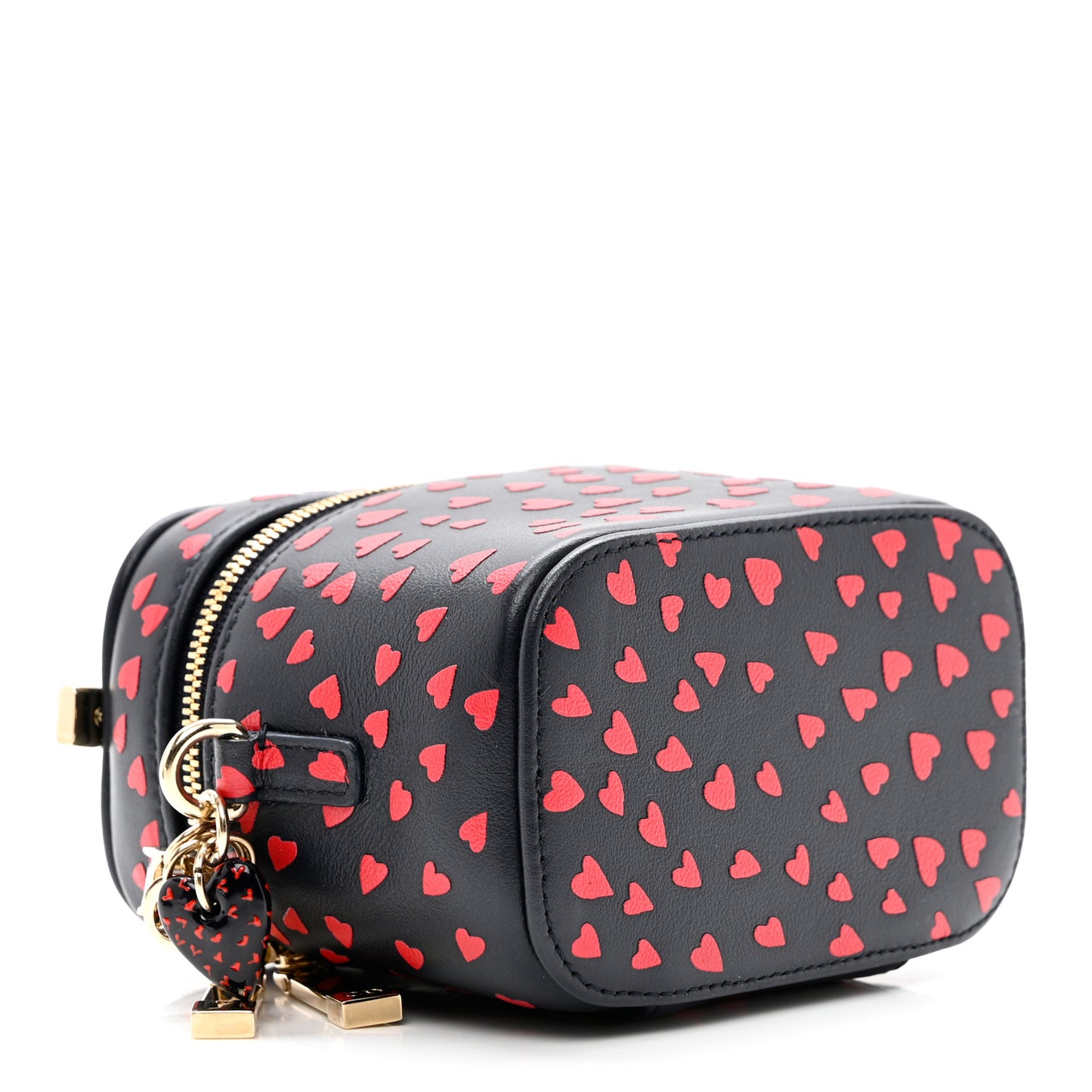 Lambskin Heart Print Micro Lady Dior Vanity Case Blue Red