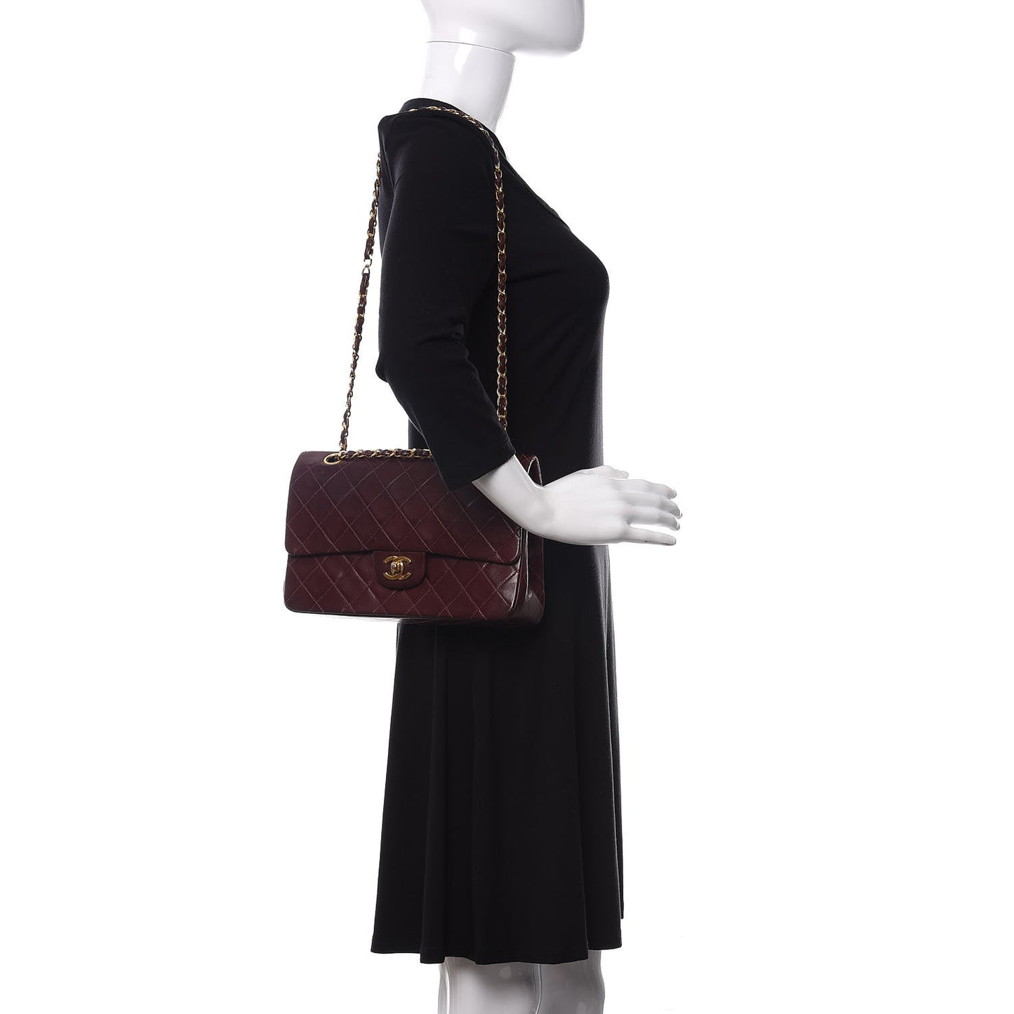 Lambskin Quilted Medium Double Flap Burgundy