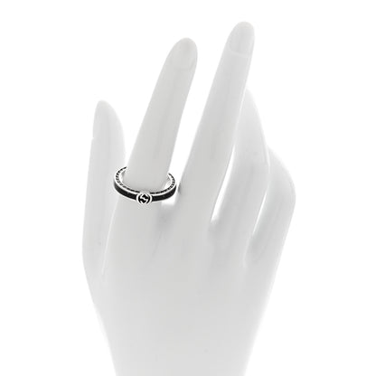 Gucci Sterling Silver Enamel Interlocking G Band Ring 58 8.25 2 of 4