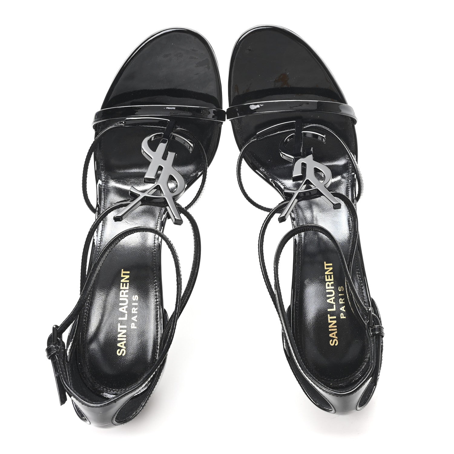 Saint Laurent Vernice Chiffon Cassandra 100 Ankle Strap Sandals 41 Black 2 of 10