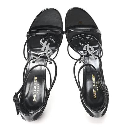 Saint Laurent Vernice Chiffon Cassandra 100 Ankle Strap Sandals 41 Black 2 of 10