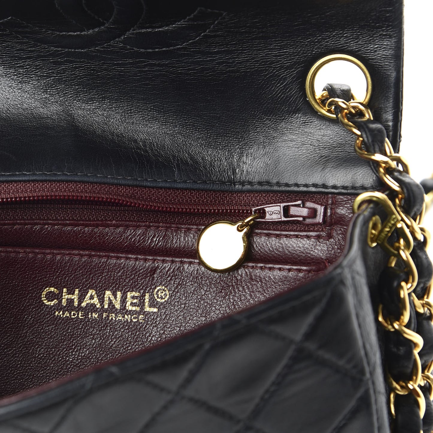 Lambskin Quilted Mini Square Flap Black