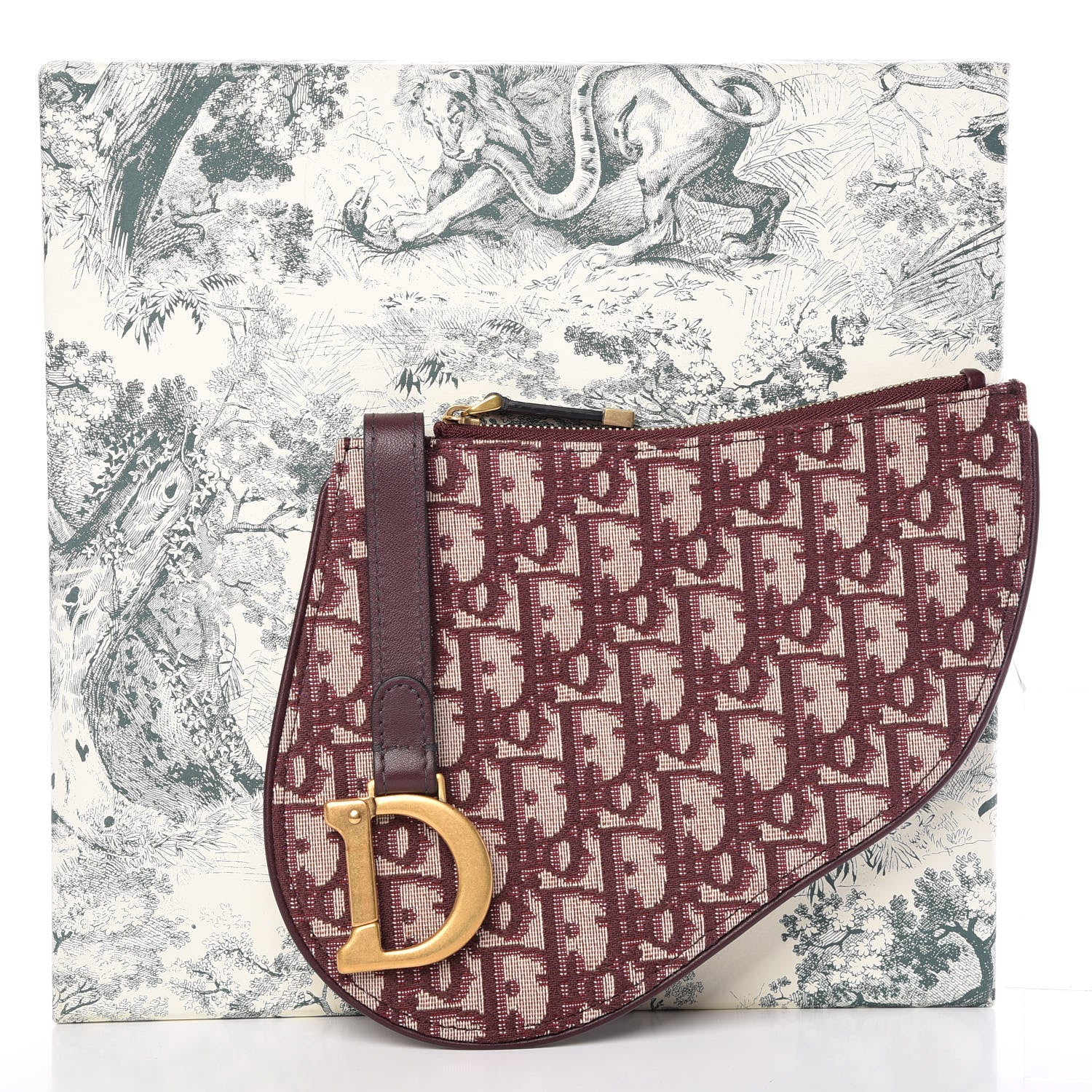 Christian Dior Oblique Saddle Clutch Burgundy 8 of 8