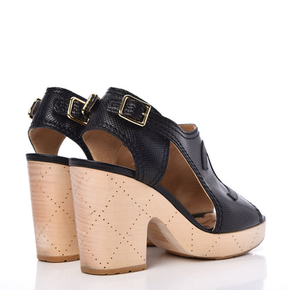 Chanel Lambskin Perforated Wood CC Clogs 38 Black 4 of 14