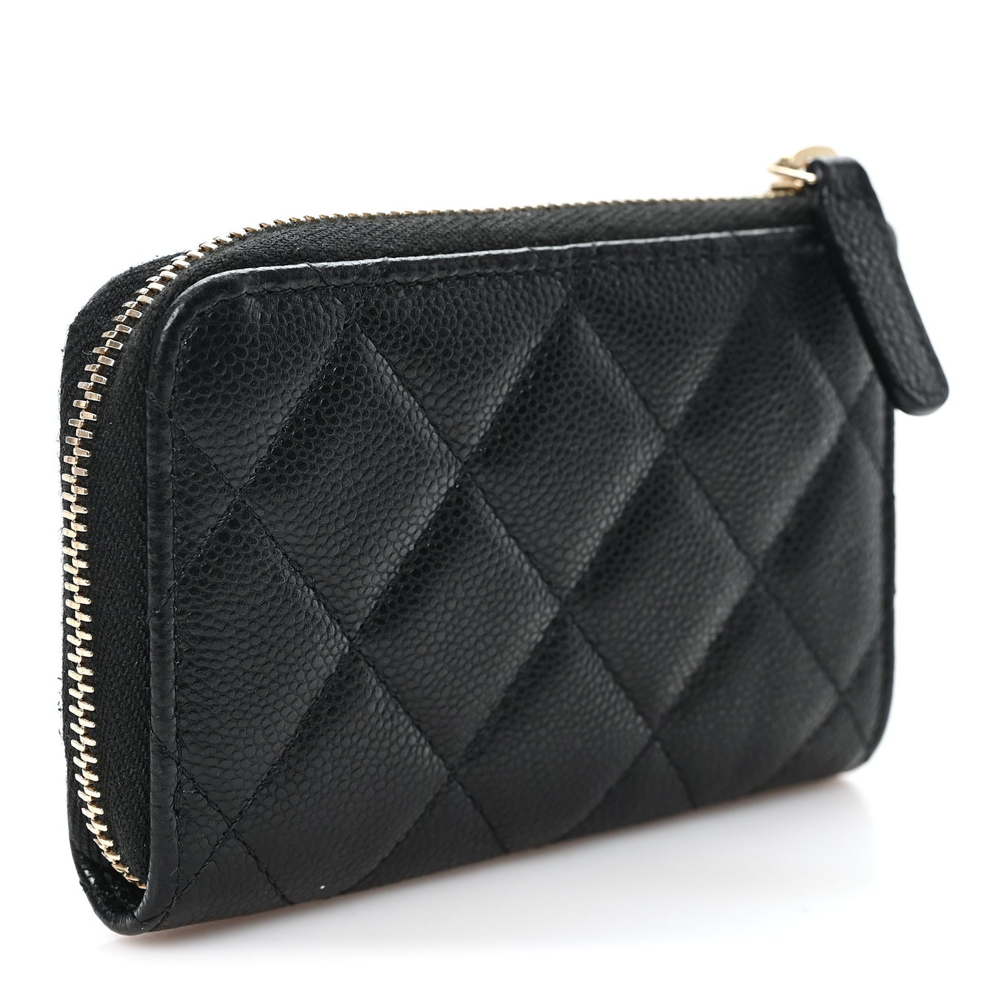 Caviar Quilted Zipped Key Holder Case Black