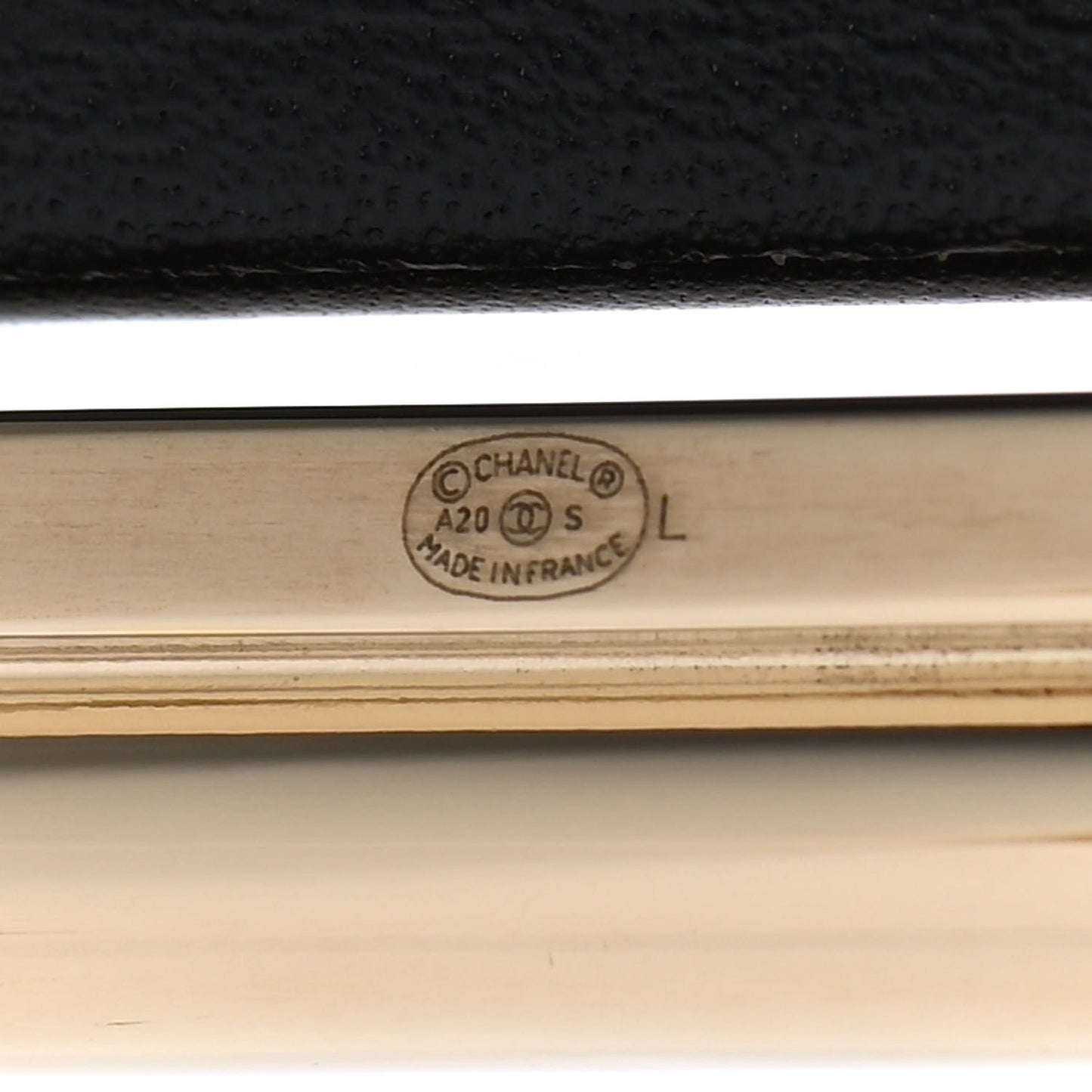 Lambskin Chain Stitched CC Cuff Bracelet L Black Gold