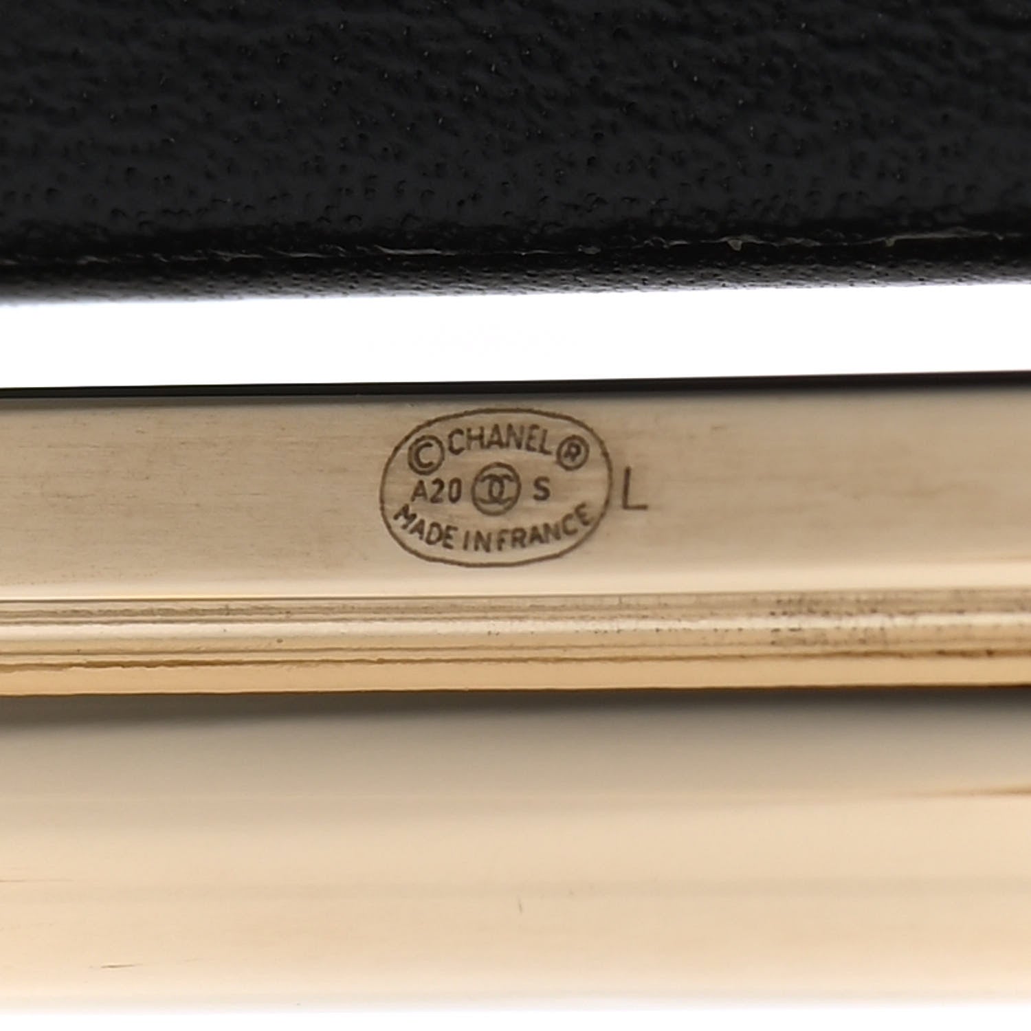 Chanel Lambskin Chain Stitched CC Cuff Bracelet L Black Gold 4 of 4