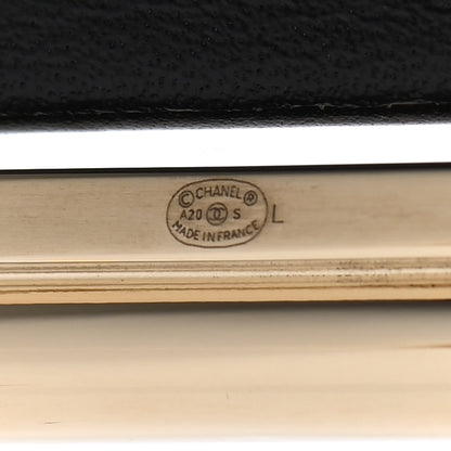 Chanel Lambskin Chain Stitched CC Cuff Bracelet L Black Gold 4 of 4