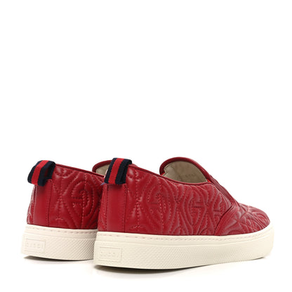 Gucci Nappa Web G Rhombus Quilted Mens Slip On Sneakers 7.5 Hibiscus Red Rosso 5 of 9