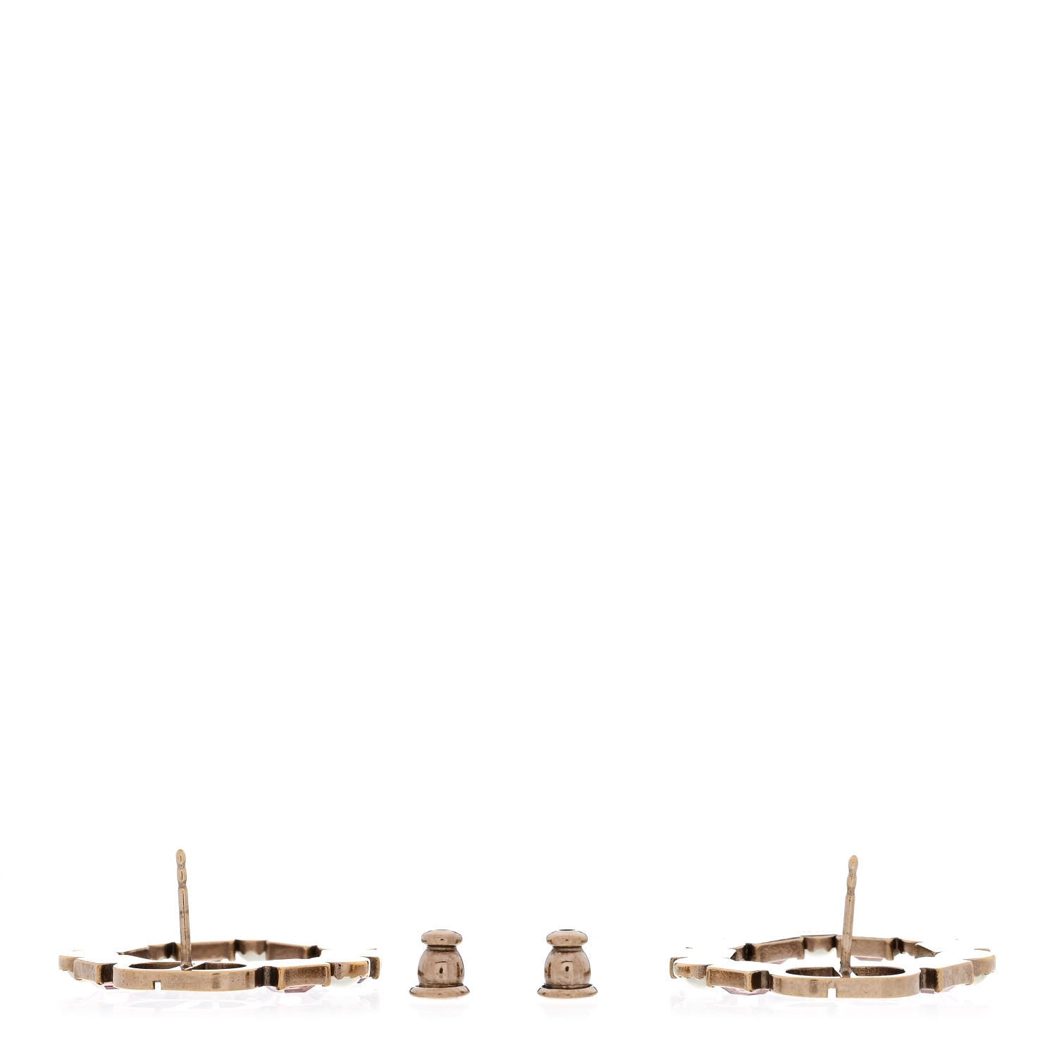 Christian Dior Crystal Pearl Petit CD Earrings Gold Pink 3 of 4