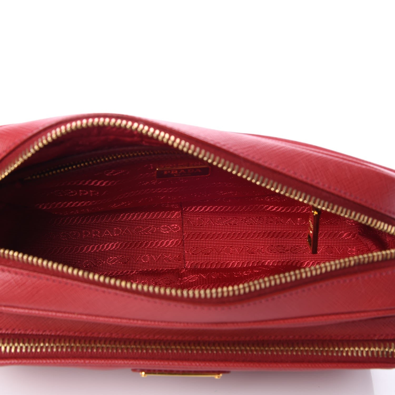 Prada Saffiano Lux Double Zip Crossbody Bag Fuoco 5 of 8
