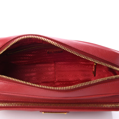 Prada Saffiano Lux Double Zip Crossbody Bag Fuoco 5 of 8
