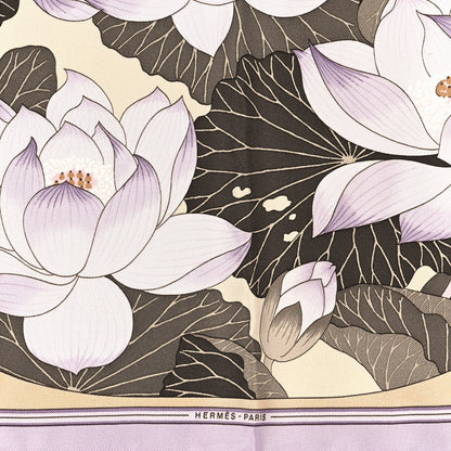 Hermes Silk Fleurs de Lotus Scarf 90 Parme 2 of 5
