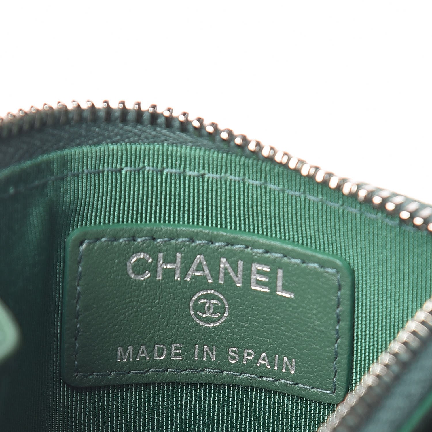 Chanel Lambskin Quilted Zip Card Holder Green 6 of 8
