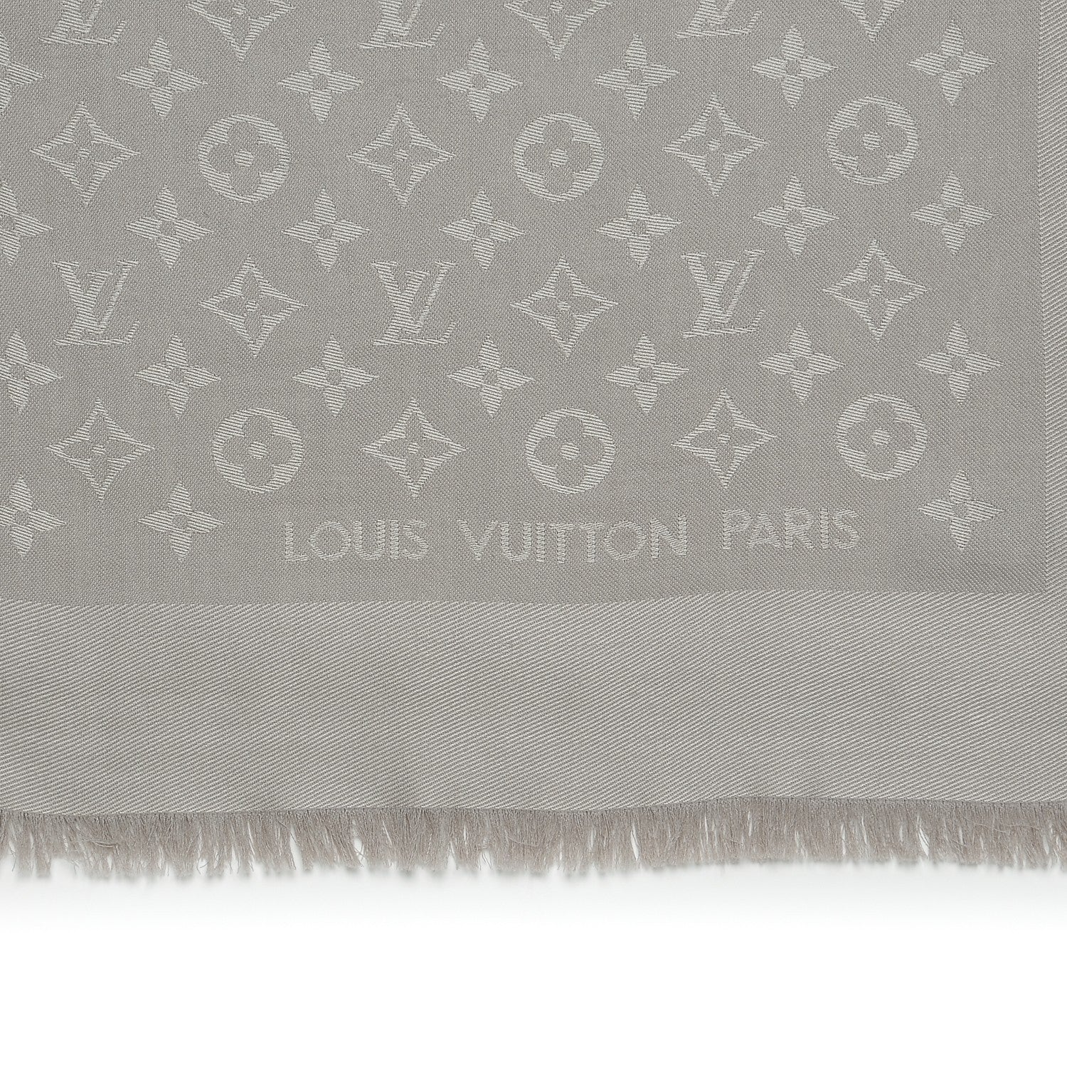 Louis Vuitton Silk Lurex Wool Monogram Shine Shawl Beige 4 of 5