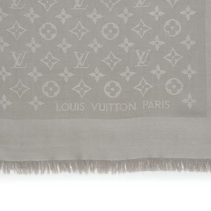 Louis Vuitton Silk Lurex Wool Monogram Shine Shawl Beige 4 of 5