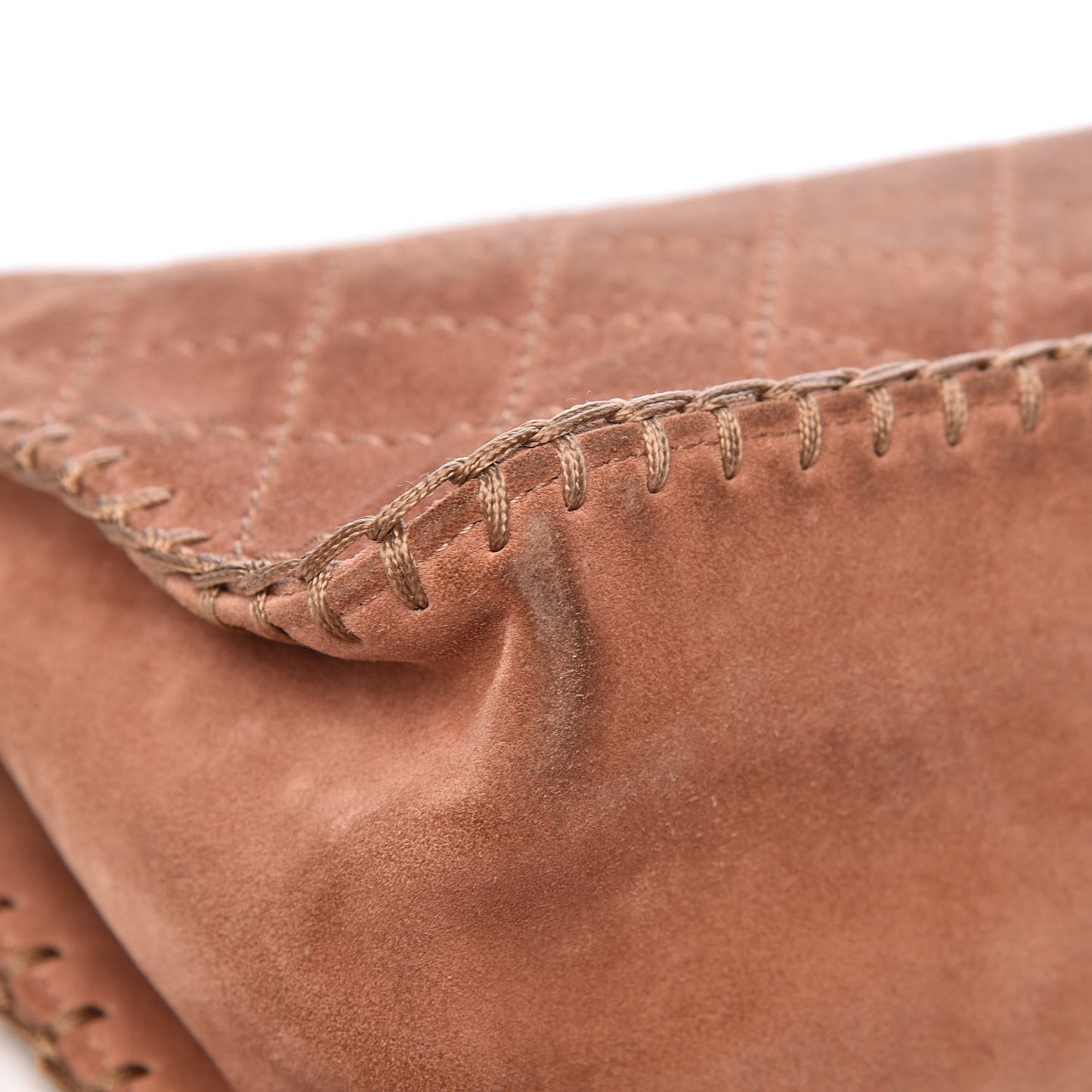 Suede Calfskin Stitch Flap Light Brown