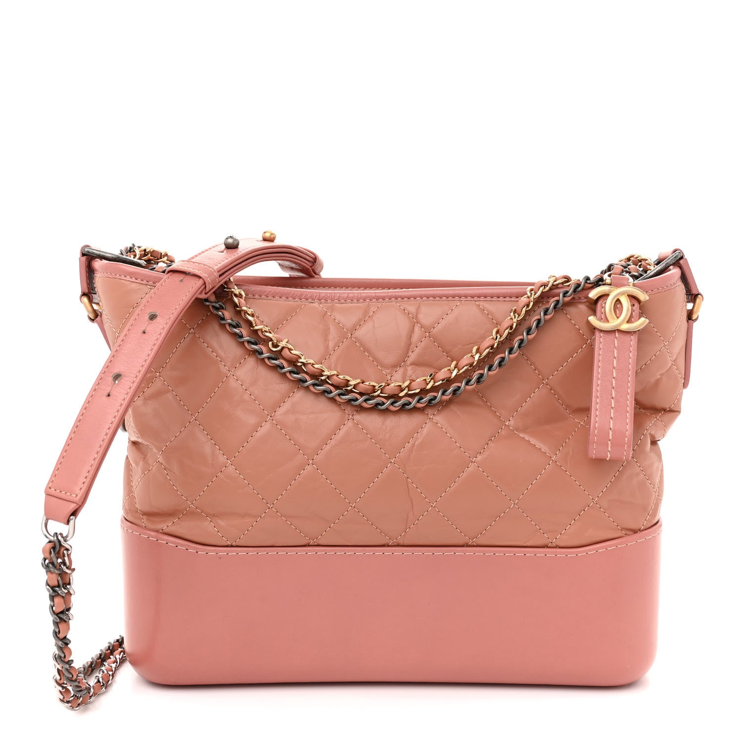 Chanel Aged Calfskin Quilted Medium Gabrielle Hobo Pink 1 of 14