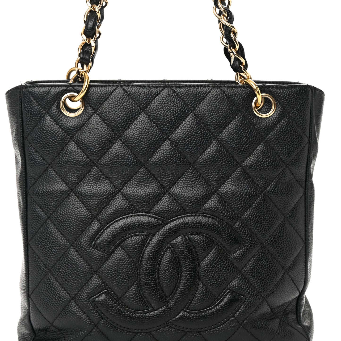Caviar Quilted Petit Shopping Tote PST Black