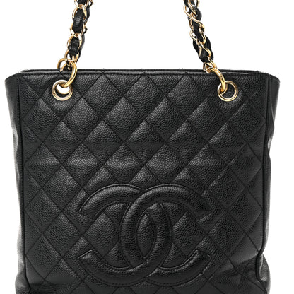 Chanel Caviar Quilted Petit Shopping Tote PST Black 9 of 15