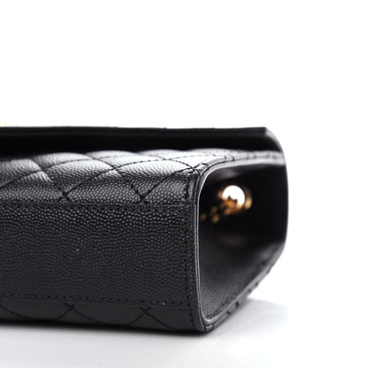Saint Laurent Grain De Poudre Textured Mixed Matelasse Triquilt Small Monogram Satchel Black 9 of 10