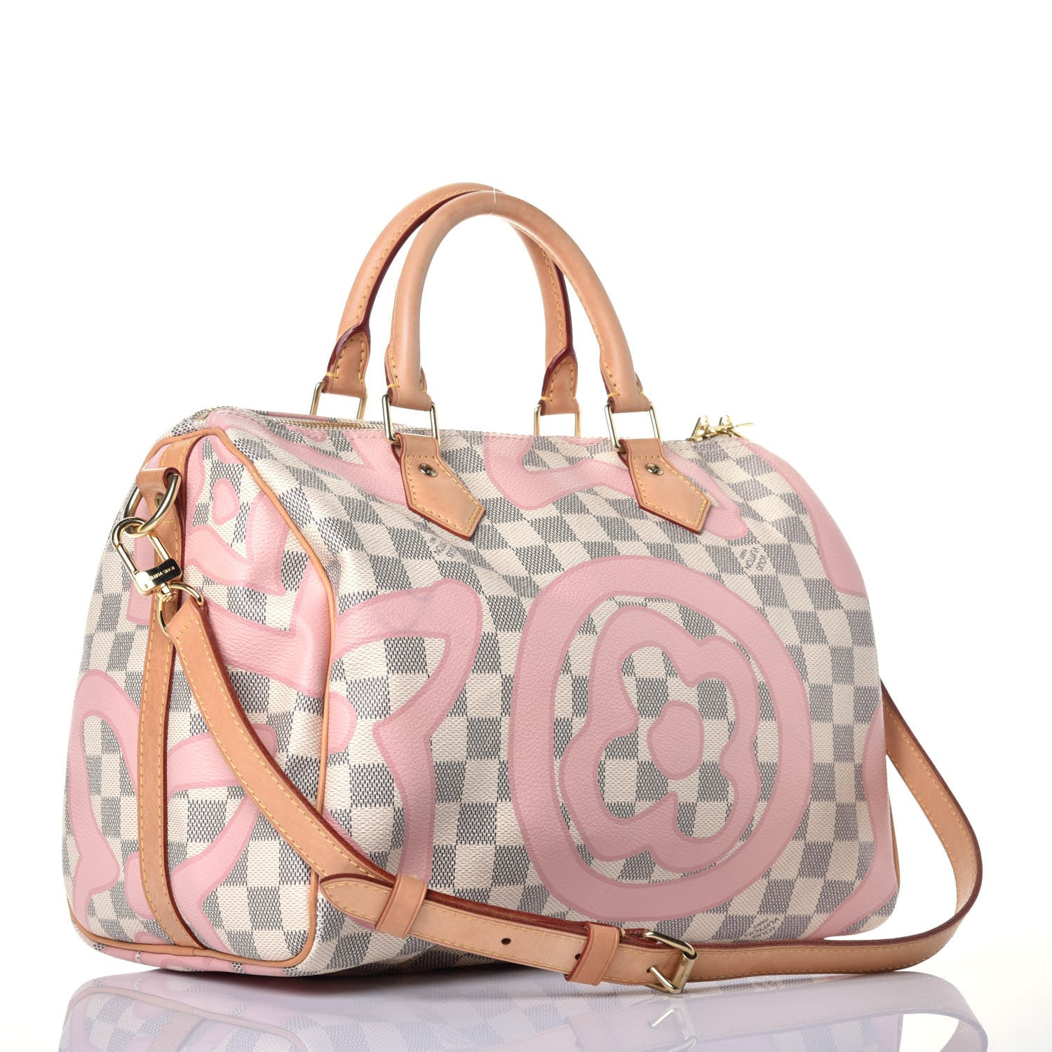 Louis Vuitton Damier Azur Tahitienne Speedy Bandouliere 30 Rose Ballerine 6 of 22