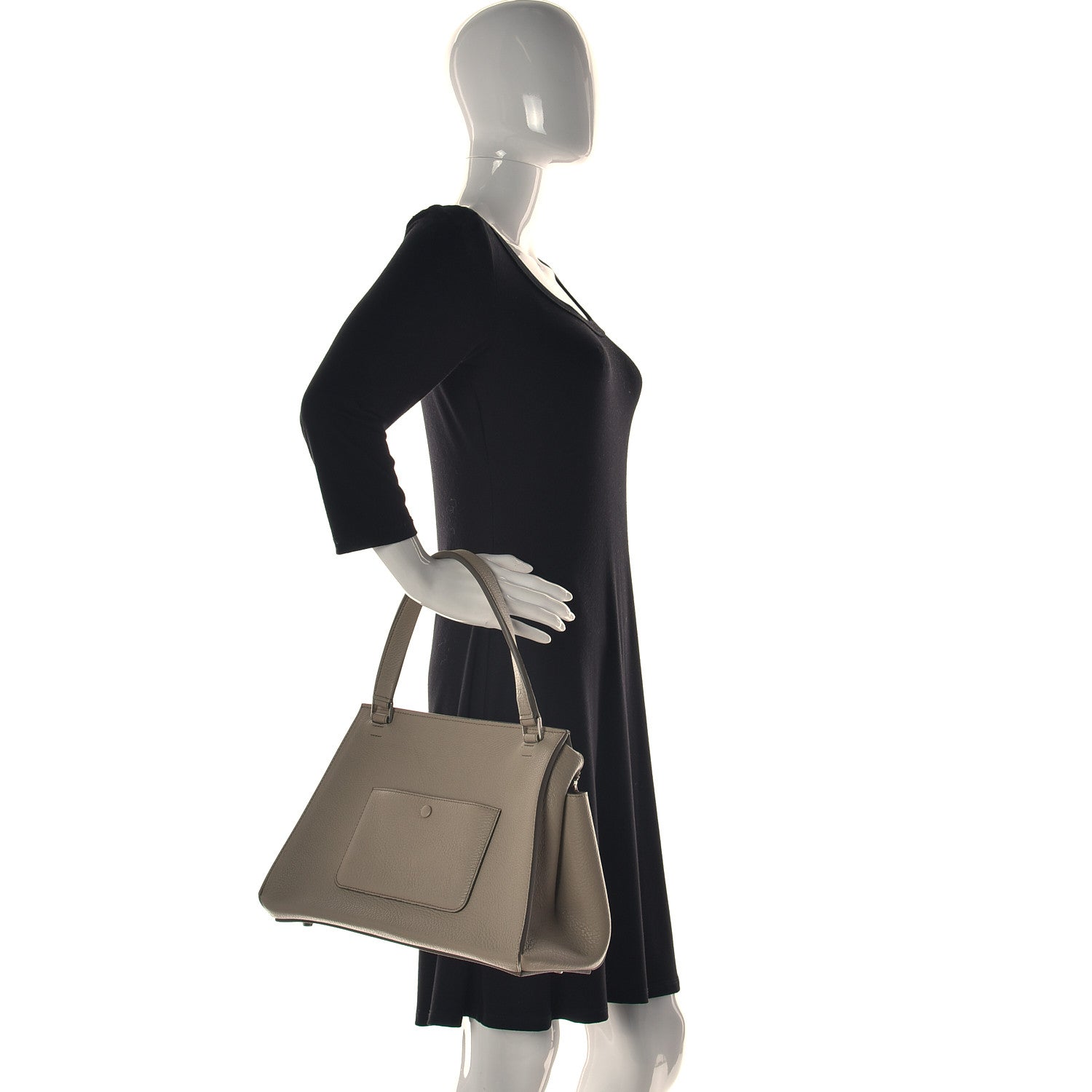 Celine Crisped Calfskin Medium Edge Shoulder Bag Light Taupe 2 of 18