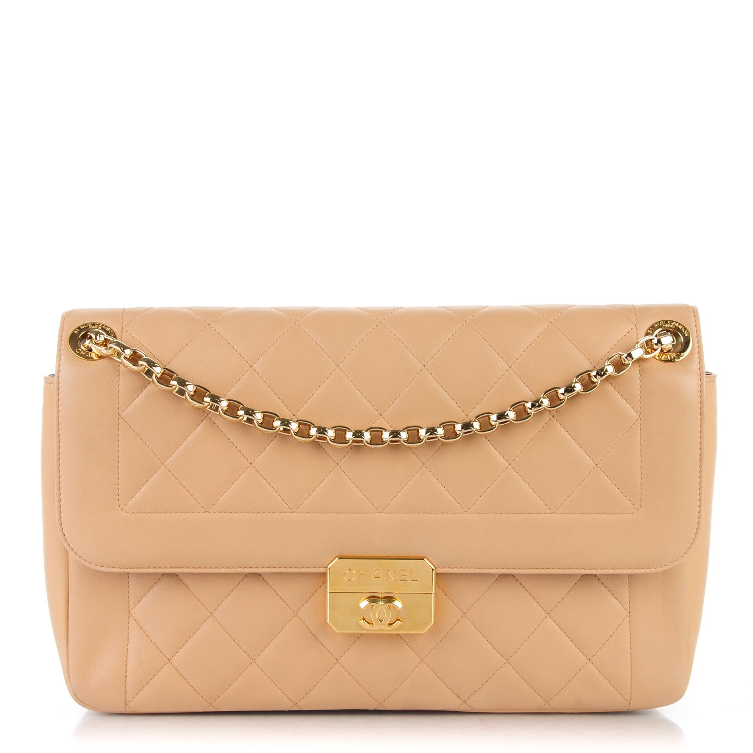 Chanel Lambskin Quilted Large Chic With Me Flap Beige 1 of 7