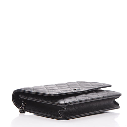 Chanel Crumpled Calfskin Quilted Wallet On Chain WOC So Black 4 of 14