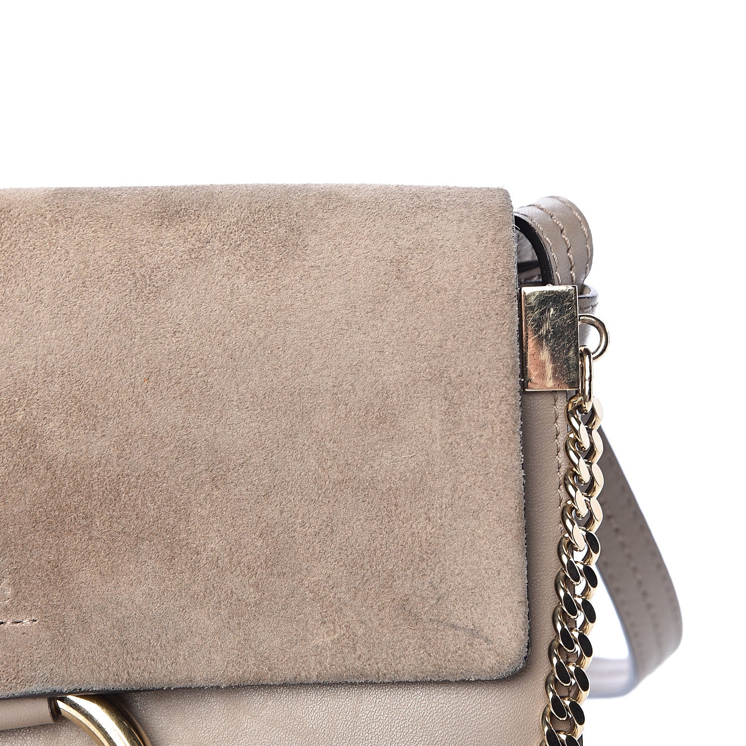 Chloe Suede Calfskin Small Faye Shoulder Bag Motty Grey 17 of 18