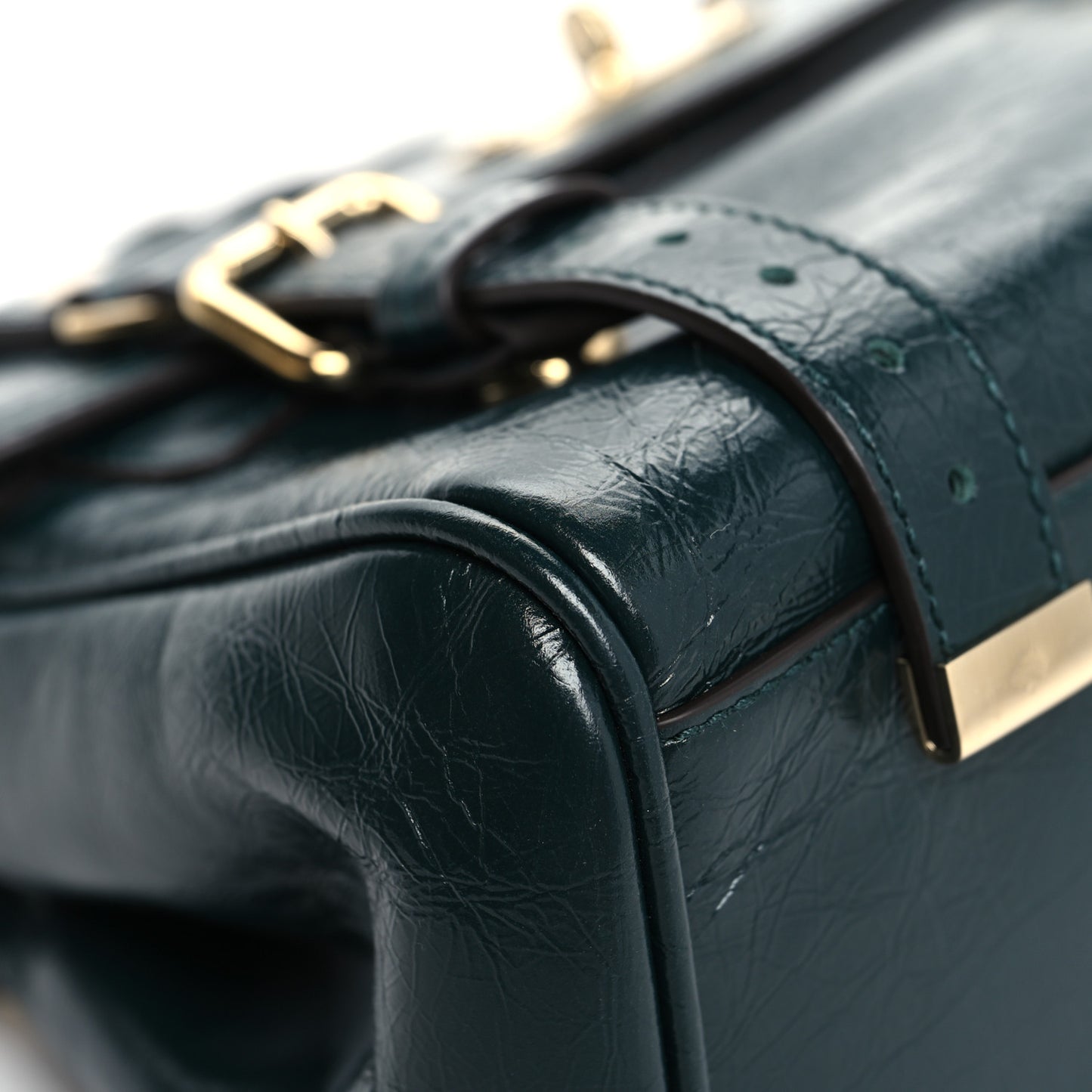 Crinkled Calfskin Mini Alexa Mulberry Green