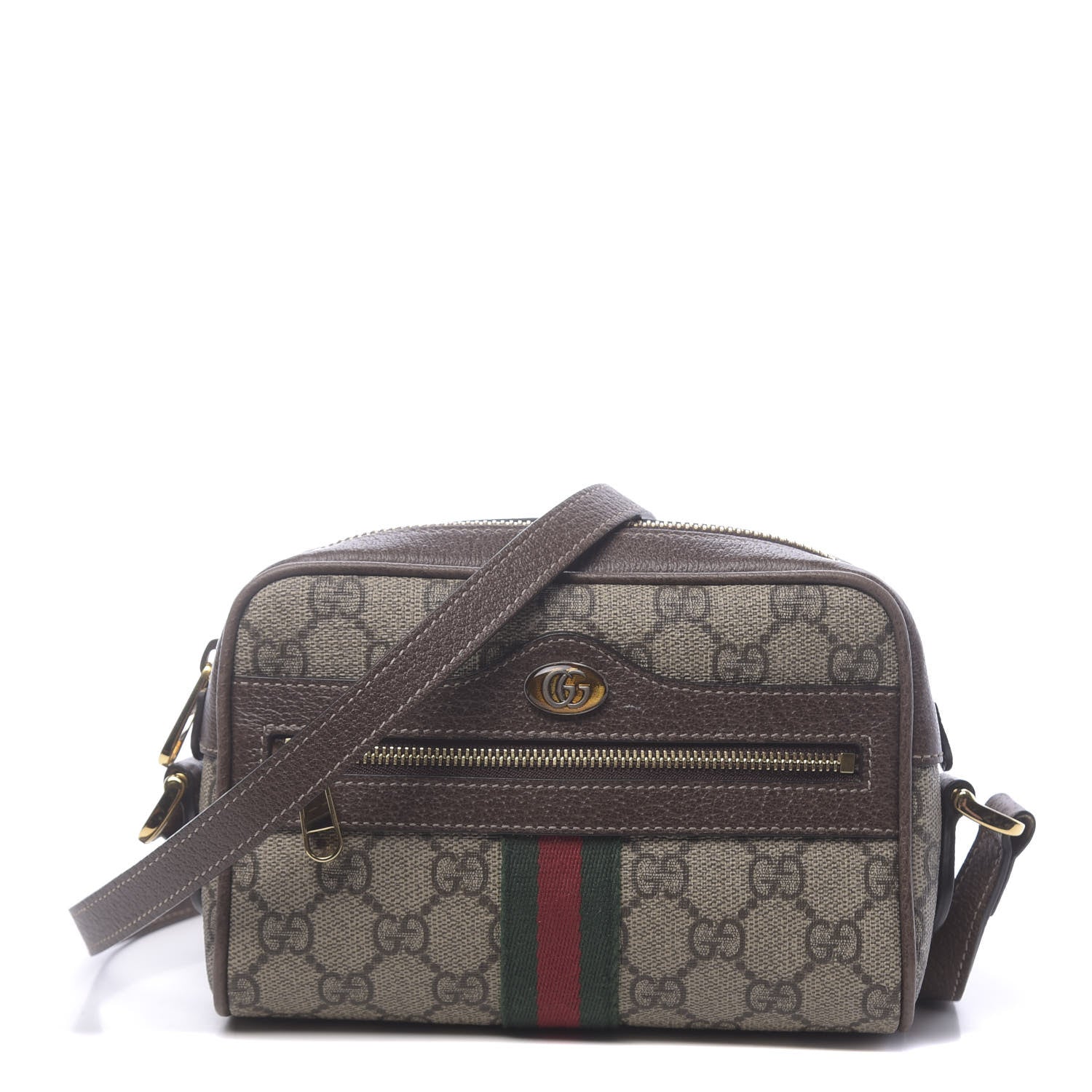 Gucci GG Supreme Monogram Web Mini Ophidia Shoulder Bag Brown 1 of 11