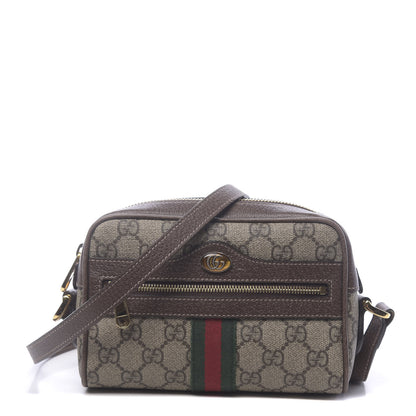 Gucci GG Supreme Monogram Web Mini Ophidia Shoulder Bag Brown 1 of 11